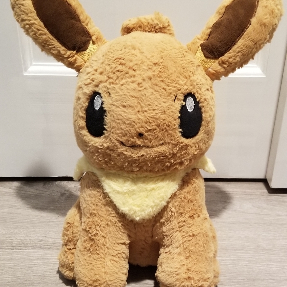 Pokemon Center Original Big Fluffy Plush Toy Eevee Collectible Stuffed Animal